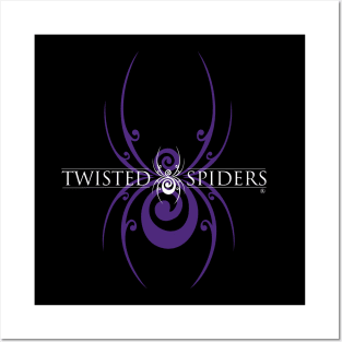 Purple Background Spider with Logo Posters and Art